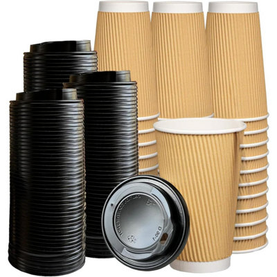 ECONX 16oz Takeaway Coffee Cups with Black Lids Triple Walled Insulated ...