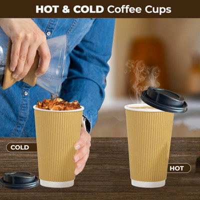 ECONX 16oz Takeaway Coffee Cups with Black Lids Triple Walled Insulated ...