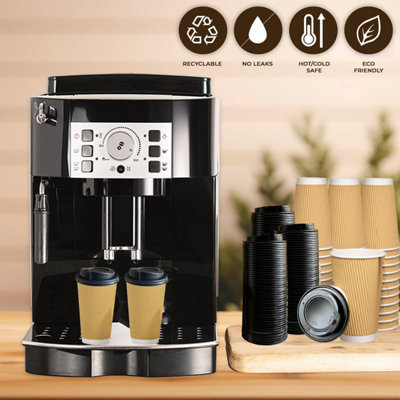 ECONX 16oz Takeaway Coffee Cups with Black Lids Triple Walled Insulated ...