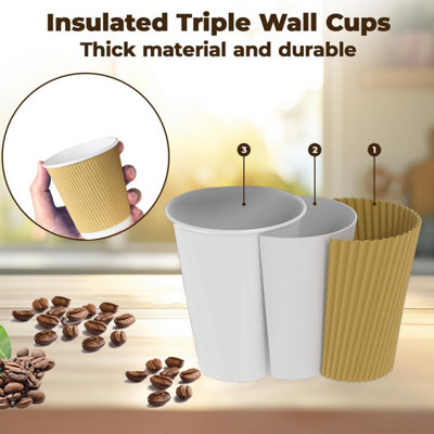 ECONX 200 X 4oz Disposable Coffee Cups Insulated Triple Wall Ripple ...