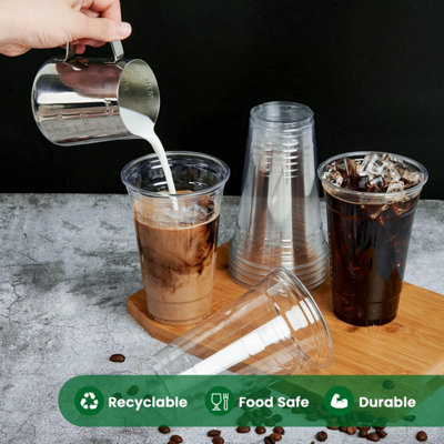 ECONX 200 X Smoothie Cups with Dome Lids 16oz Strong Clear Plastic Cups ...