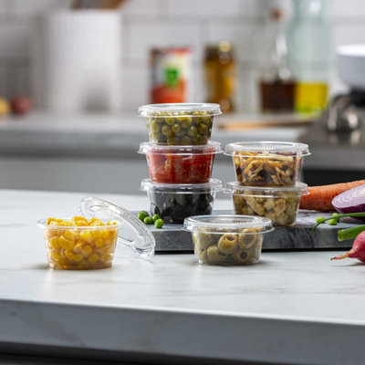 10 Sets Reusable 2-Compartment Snack Containers With Lids & Sporks - Leakproof Portion Control Cups For Meal Prep