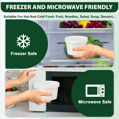 ECONX 50 X 8oz White Disposable Soup Bowls with Lids Paper Cups Ice ...
