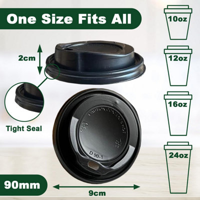 ECONX Black 12oz Plastic Sip-Through Lids for Paper Disposable Coffee ...