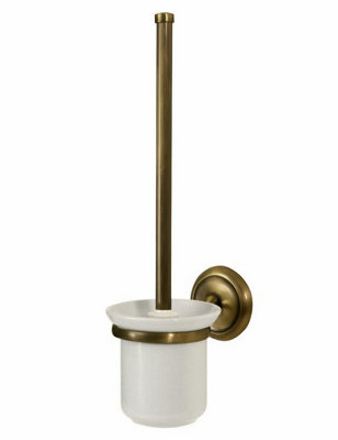 Ecru Bisk Retro Bathroom Antique Brass Wall Mounted Ceramics Cup + Toilet Cleaning Brush
