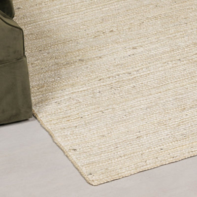 Ecru Jute Weaved Durable Braid Rug 170x120cm