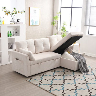 Ectional Sleeper Sofa with Pull Out Bed, L Shape Convertible Couch with ...