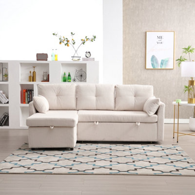 Ectional Sleeper Sofa with Pull Out Bed, L Shape Convertible Couch with ...