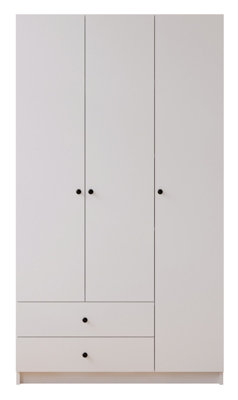 ECU 3 Door 2 Drawer White Wardrobe