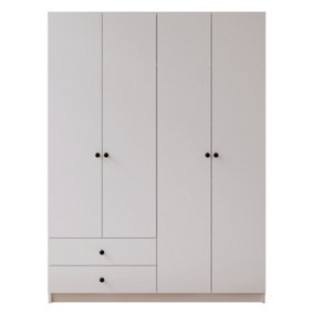 ECU 4 Door 2 Drawer White Wardrobe