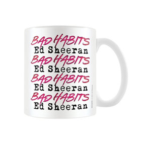 Ed Sheeran Bad Habits Repeat Print Mug White/Pink/Black (One Size)