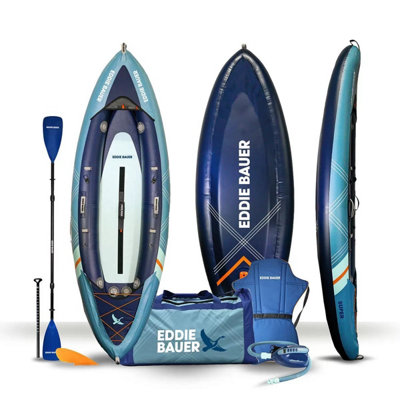 Eddie Bauer 10ft Super Inflatable Sit-In Kayak with Paddle, Pump & Seat ...