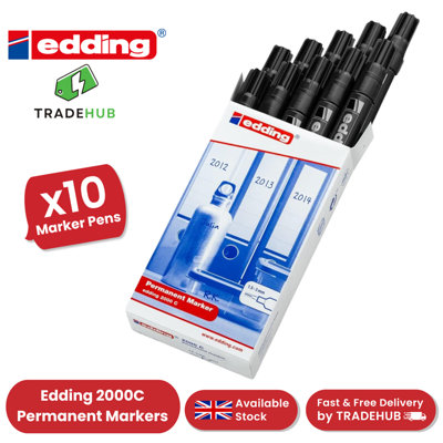 Edding 2000C Permanent Markers - 10 Pack Black Bullet Tip 1.5-3mm