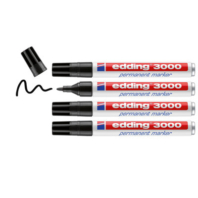 Edding 3000 Permanent-Marker 10er Pack Schwarz – B-Ware / 2. Wahl (Schaft Mit Dellen)
