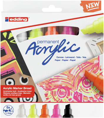edding 5000 acrylic marker broad set of 5 assorted neon
