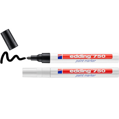 edding 750 paint marker - black white - pack of 2 pens - round nib 2-4 mm