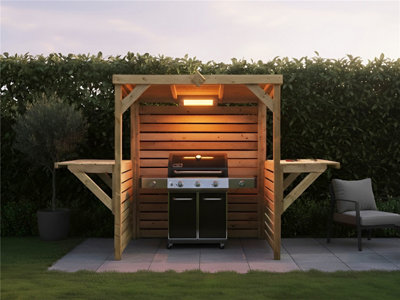 eDecks Deluxe The Eclipse Wooden BBQ Shelter with Dual Foldout Bar ...