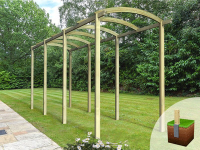 eDecks Extended Colonnade Wooden Garden Pergola (W 1800mm x D 7200mm ...