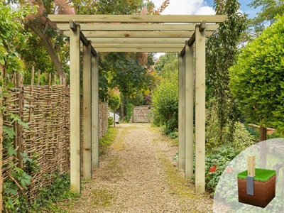 eDecks Heavy Duty Village Walkway Wooden Garden Pergola (W 2400mm x D ...