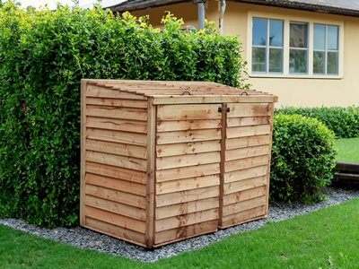 eDecks Outdoor Garden Yard Wooden Timber Double Wheelie Bin Store ...