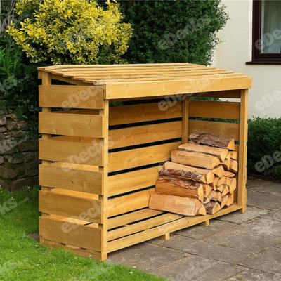 eDecks Outdoor Wooden Garden Firewood Log Store Storage Slatted ...