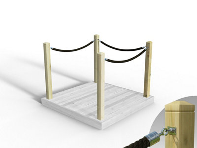 eDecks Rope Handrail Decking Kit 1500mm (Three Side) - Black Rope (Hook ...