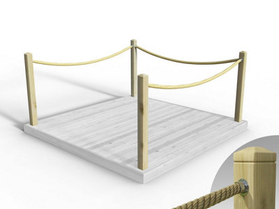 eDecks Rope Handrail Decking Kit 2400mm (Three Side) - Hemp Rope (Hook ...