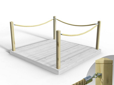 eDecks Rope Handrail Decking Kit 2700mm (Three Side) - Black Rope ...