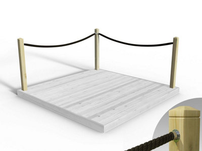 eDecks Rope Handrail Decking Kit 2700mm (Two Side) - Black Rope (Hook ...