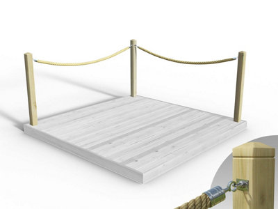 eDecks Rope Handrail Decking Kit 2700mm (Two Side) - Black Rope (Hook ...