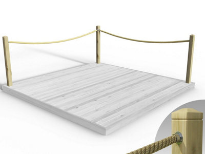 eDecks Rope Handrail Decking Kit 3000mm (Two Side) - Black Rope (Hook ...