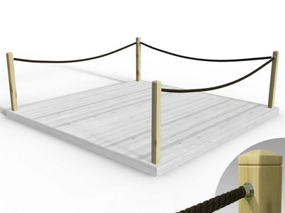 eDecks Rope Handrail Decking Kit 3600mm (Three Side) - Black Rope ...