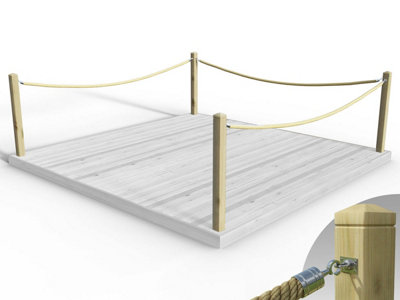 eDecks Rope Handrail Decking Kit 3600mm (Three Side) - Black Rope ...