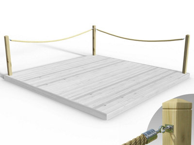 eDecks Rope Handrail Decking Kit 3600mm (Two Side) - Black Rope (Hook ...