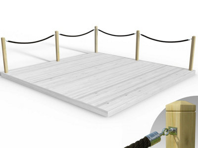 eDecks Rope Handrail Decking Kit 4200mm (Two Side) - Black Rope (Hook ...