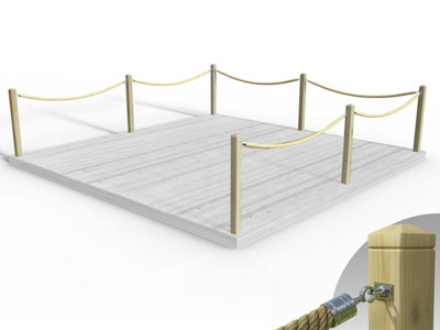 eDecks Rope Handrail Decking Kit 4500mm (Three Side) - Hemp Rope (Hook ...