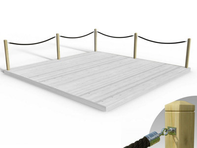 eDecks Rope Handrail Decking Kit 4800mm (Two Side) - Black Rope (Fixed ...