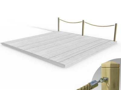 eDecks Rope Handrail Decking Kit 5100mm (One Side) - Black Rope (Hook ...