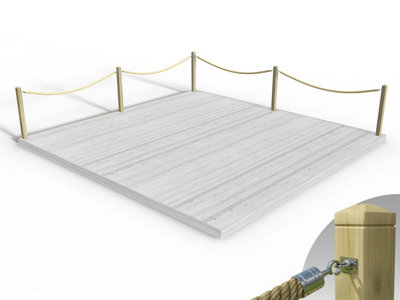 eDecks Rope Handrail Decking Kit 5400mm (Two Side) - Black Rope (Fixed ...