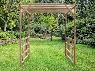 eDecks Rustic Rose Walkway Wooden Garden Pergola Half Sides (W 2400mm x ...