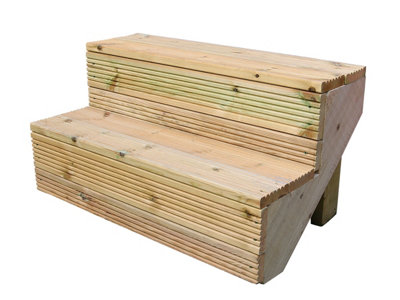 eDecks Standard Outdoor Garden Decking Wooden Anti Slip Hot Tub Steps Stairs 890mm Span Pressure Treated Timber