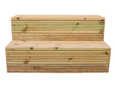eDecks Standard Outdoor Garden Decking Wooden Anti Slip Hot Tub Steps Stairs 890mm Span Pressure Treated Timber