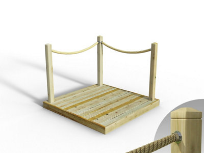 eDecks Standard Redwood Decking Kit (1.5m x 1.5m) With Black Rope ...