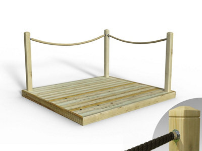 eDecks Standard Redwood Decking Kit (1.8m x 2.1m) With Hemp Rope ...