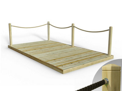 eDecks Standard Redwood Decking Kit (2.4m x 4.2m) With Hemp Rope ...