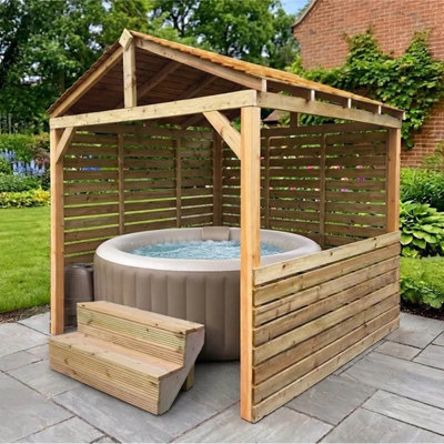 eDecks The Atlas Privacy Hot Tub Classic Outdoor Gazebo 2400mm x 2400mm ...