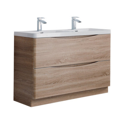 Eden 1200mm Floorstanding Vanity Unit in Light Oak & Resin Basin