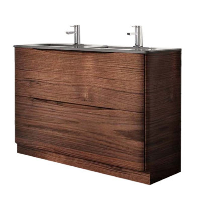 Eden 1200mm Floorstanding Vanity Unit in Redwood & Grey Glass Basin