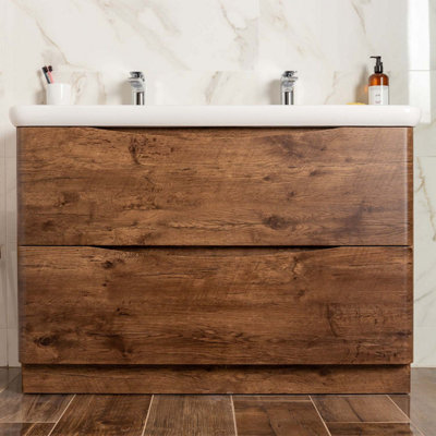 Eden 1200mm Floorstanding Vanity Unit in Redwood & Link Resin Basin