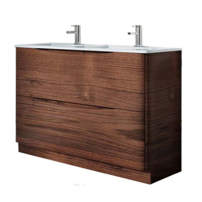 Eden 1200mm Floorstanding Vanity Unit in Redwood & White Glass Basin